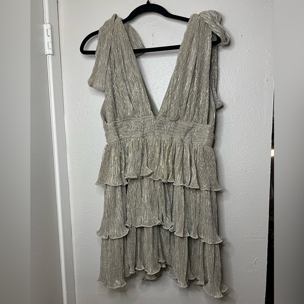 Mable Gold Metallic Ruffle Dress - Picture 6 of 9
